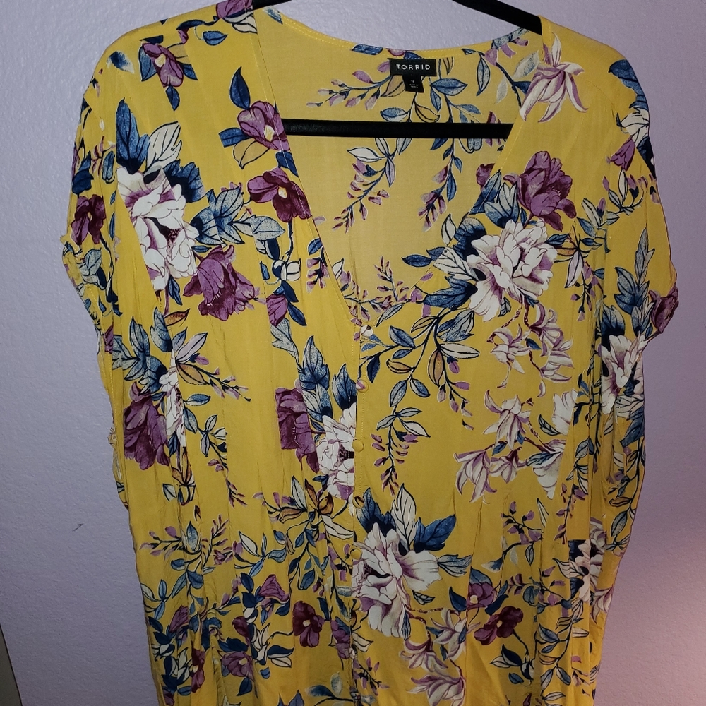 Yellow floral blouse
